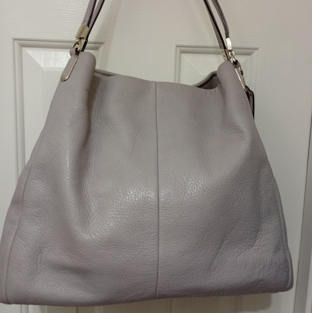 gray coach handbag